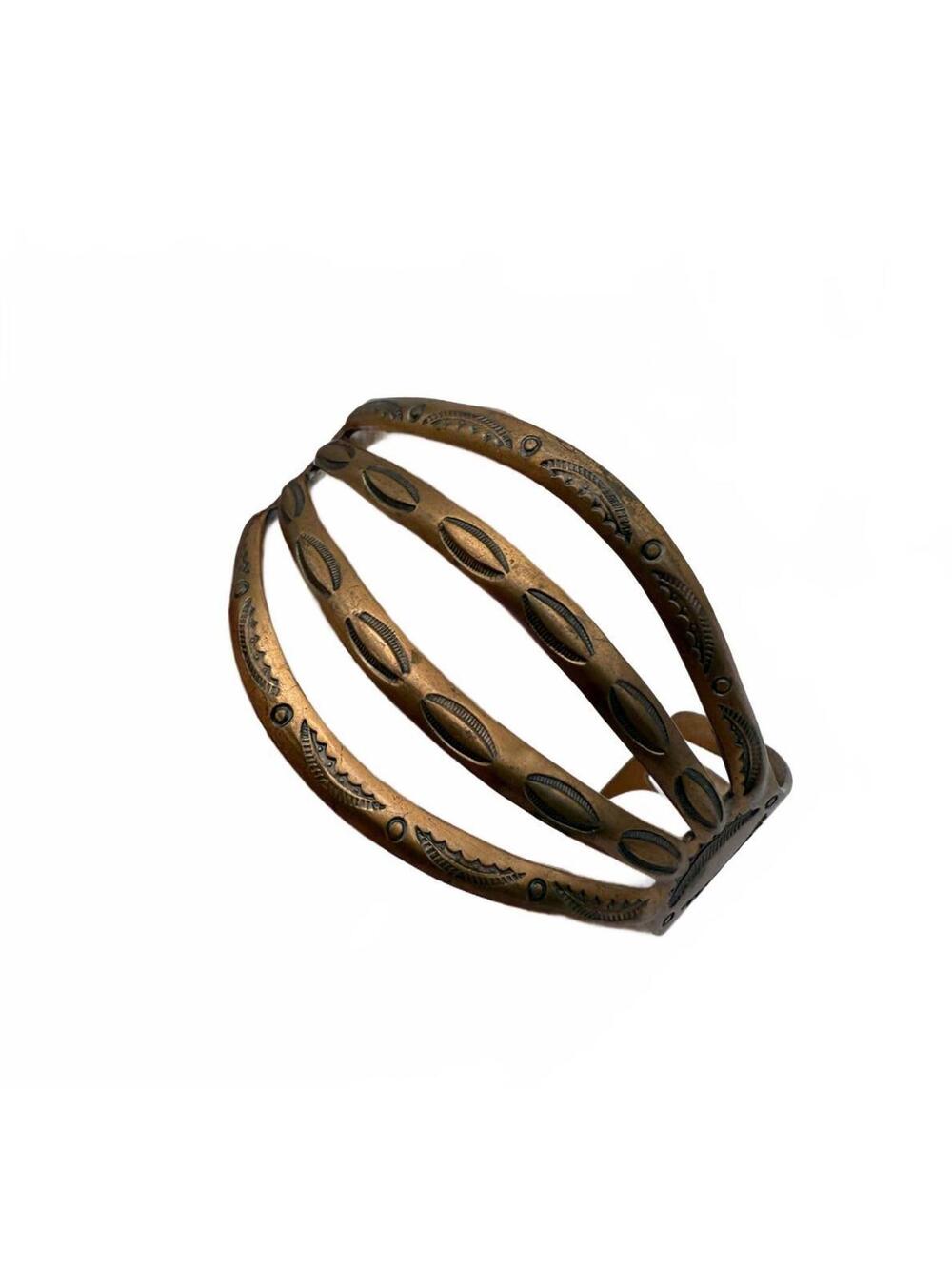 1970s etched copper cuff bracelet
